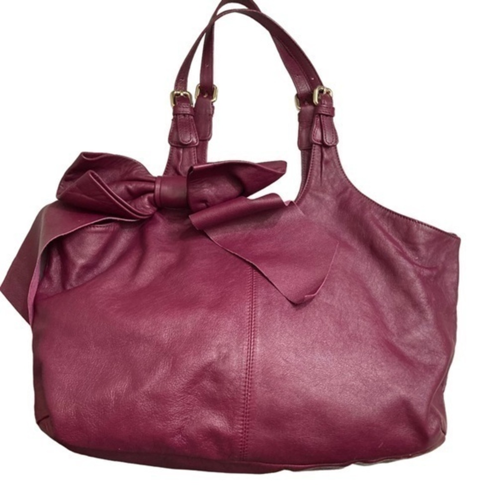 Valentino RED  dark pink cranberry bow shoulder bag